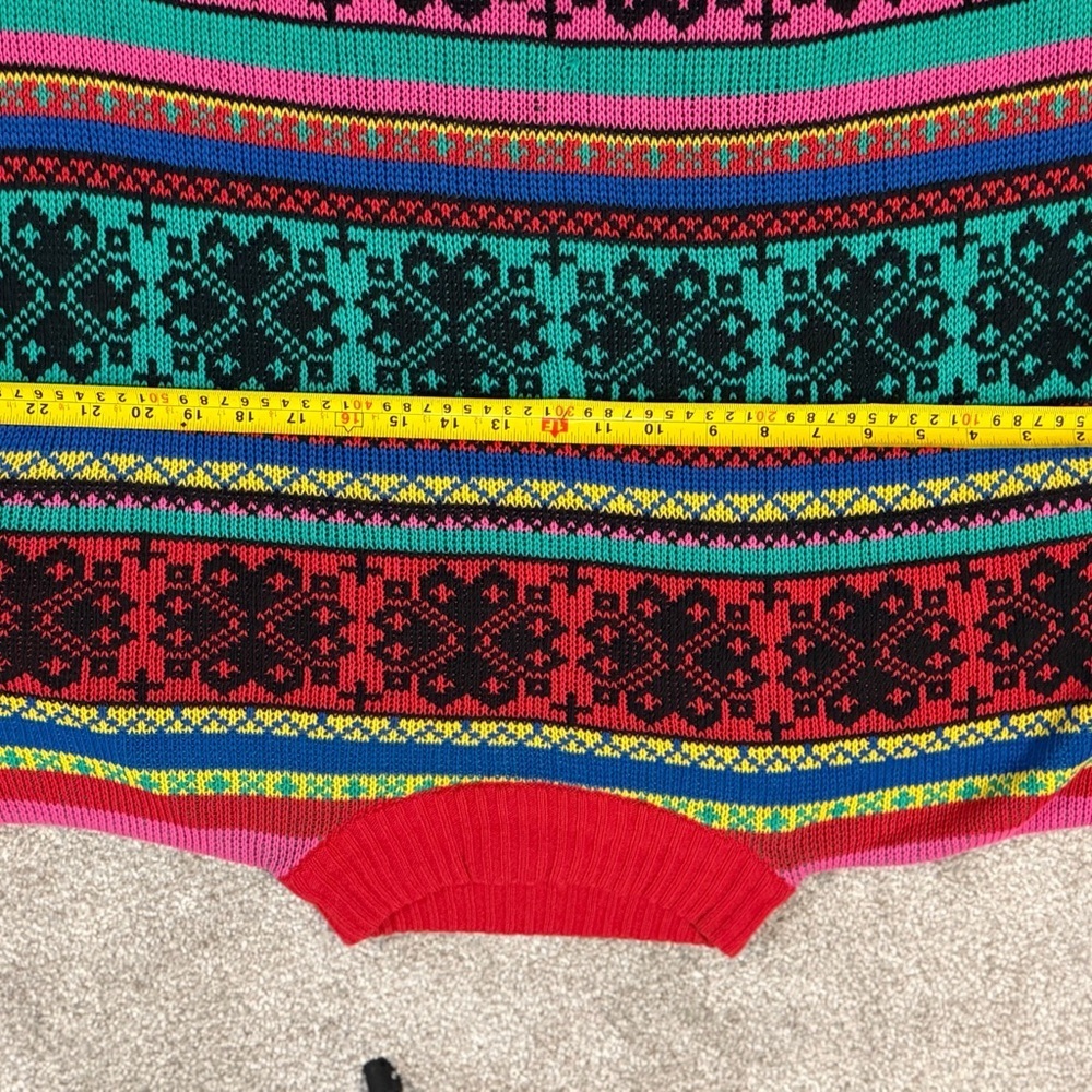 Vintage 80s Fair Isle Rainbow Sweater – Bright Geometric Knit Retro Ski Lodge M - Picture 5 of 6